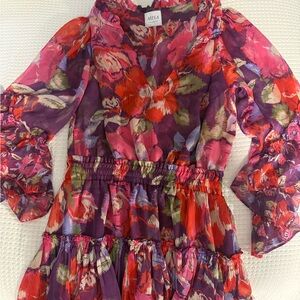 Misa Los Angeles Purple and Pink Floral Blouse